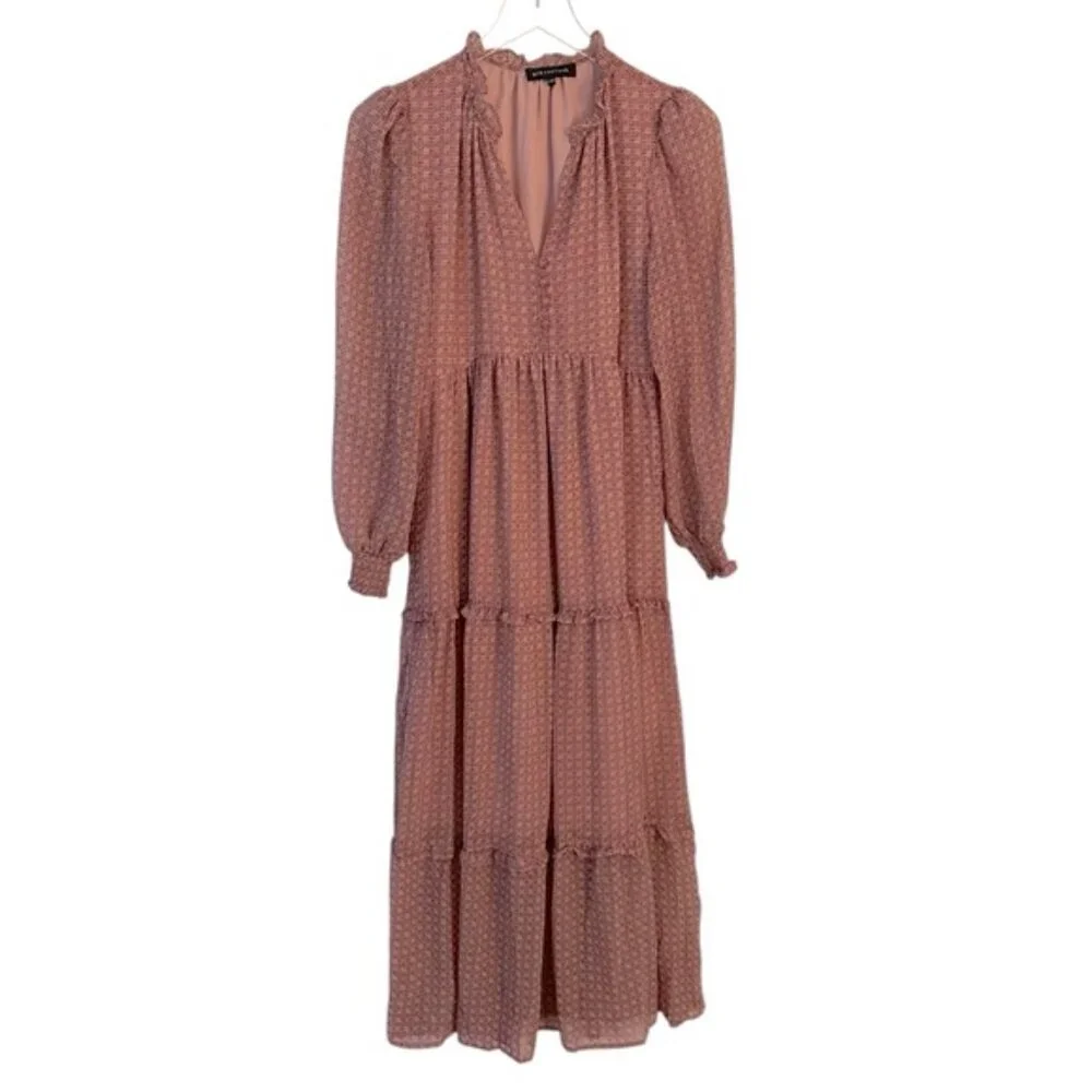 Gibsonlook | Dusty Rose & Mauve Long Sleeve Maxi Tiered Dress Size XXS